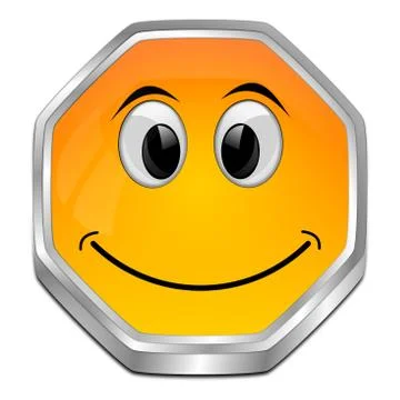 Button with smiling face - 3D illustration Stock Illustration