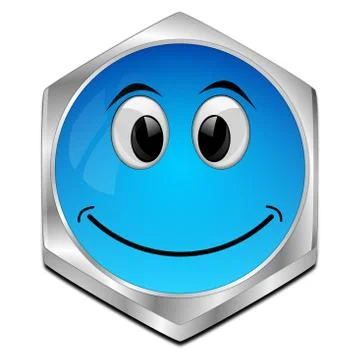 Button with smiling face - 3D illustration Stock Illustration