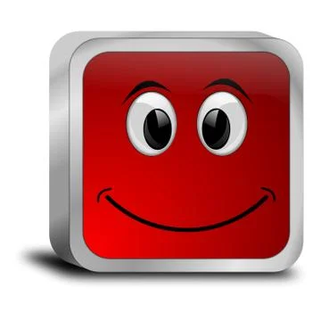 Button with smiling face - 3D illustration Illustrazione stock