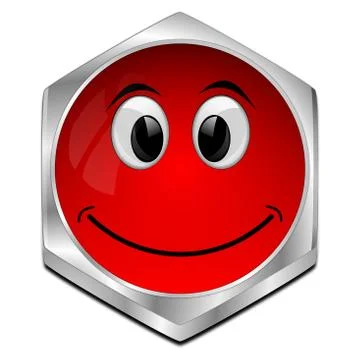 Button with smiling face - 3D illustration Stock Illustration