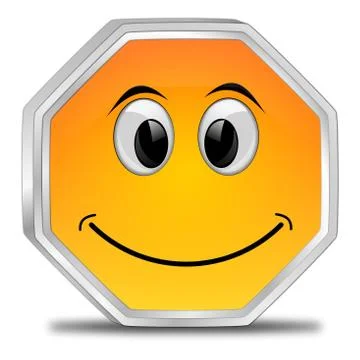 Button with smiling face Stock Illustration