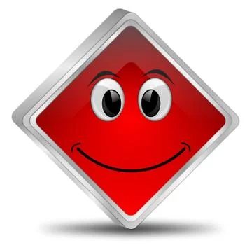 Button with smiling face Illustrazione stock