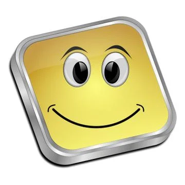 Button with smiling face Stock Illustration