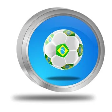 Button with Soccer ball Stock Illustration