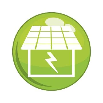 Button with solar house building Ilustración de archivo