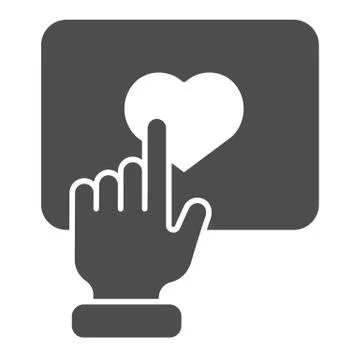 Like button solid icon. Hand with heart button vector illustration isolated on Stock Illustration