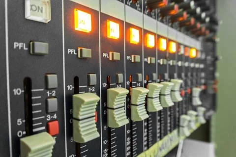 Button sound mixer powerful . Stock Photos