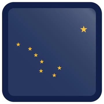 Button Square Vector Flag of Alaska, USA, Isolated on White Background Stock Illustration