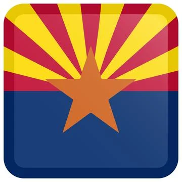 Button Square Vector Flag of Arizona, USA, Isolated on White Background Stock Illustration