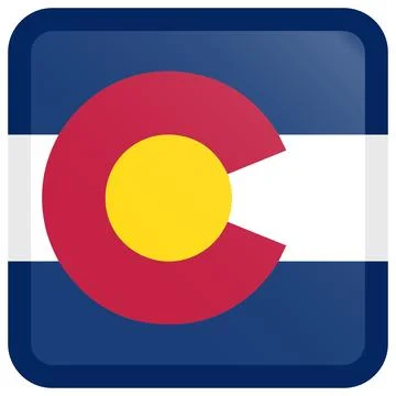 Button Square Vector Flag of Colorado, USA, Isolated on White Background Stock Illustration