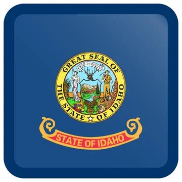 Button Square Vector Flag of Idaho, USA, Isolated on Transparent Background Stock-Illustration