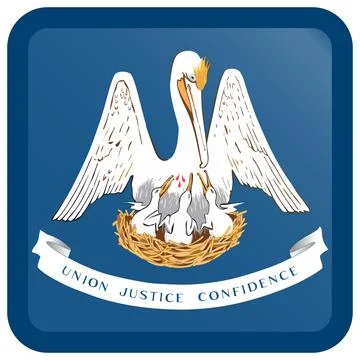 Button Square Vector Flag of Louisiana, USA, Isolated on Transparent Background Stock Illustration