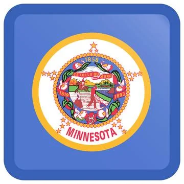 Button Square Vector Flag of Minnesota, USA, Isolated on Transparent Background Stock-Illustration