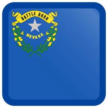 Button Square Vector Flag of Nevada, USA, Isolated on White Background Stock Illustration