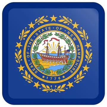 Button Square Vector Flag of New Hampshire, USA, Isolated on White Background Stock-Illustration