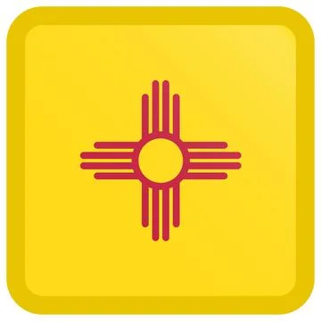Button Square Vector Flag of New Mexico, USA, Isolated on White Background Stock Illustration