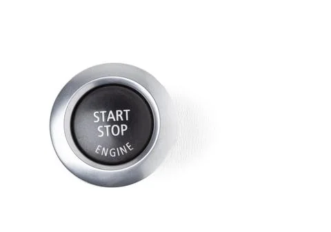 Button start and turn off the ignition of the car engine close-up on the dash Stock Photos
