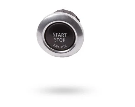 Button start and turn off the ignition of the car engine close-up on the da.. Stock Photos