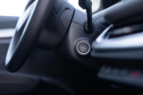 Button to start the car engine. Pressing Stand By Power Button To Turn On and Stock Photos