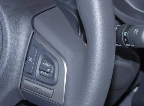 Button on the steering wheel. Stock Photos