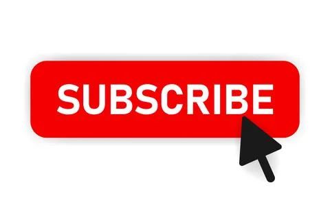 Button subscribe of red design and mouse on it. White background. Vector illu Stock Illustration