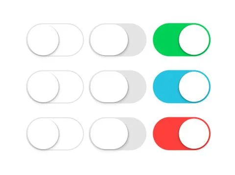 Button switch toggle slider ui. Slide off or turn on app mobile interface Illustrazione stock