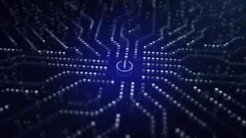 Button switch.AI circuit lines loading process digiital HUD UI. Sci Fi Stock Footage 248089420