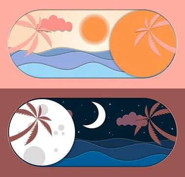 Button that switches from day mode to night mode. Day and night, sun and mo.. Stock Illustration