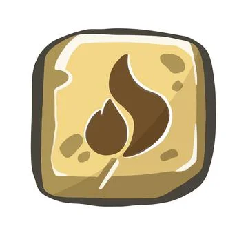 Button with the Symbol of fire, bonfire. hand drawn texture. illustration. Stock Illustration