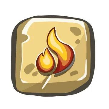 Button with the Symbol of fire, bonfire. hand drawn texture. illustration. Illustrazione stock