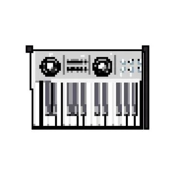 Button synthesizer audio game pixel art vector illustration Stock Illustration