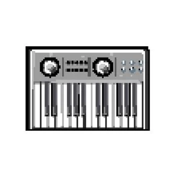 Button synthesizer audio pixel art vector illustration Stock Illustration