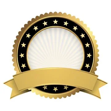 Button template gold and black with golden banner Stock Illustration