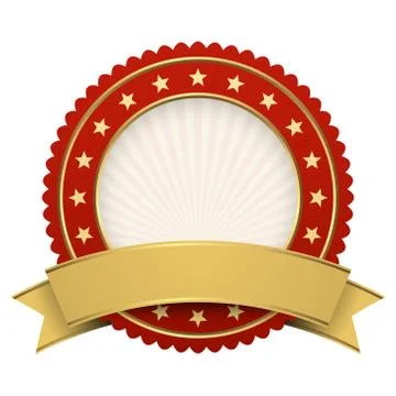 Button template red with golden banner Stock Illustration