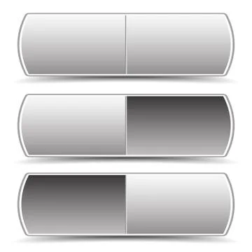 Button templates. Pressed, pushed and intact versions. Gray vector buttons, U Stock Illustration