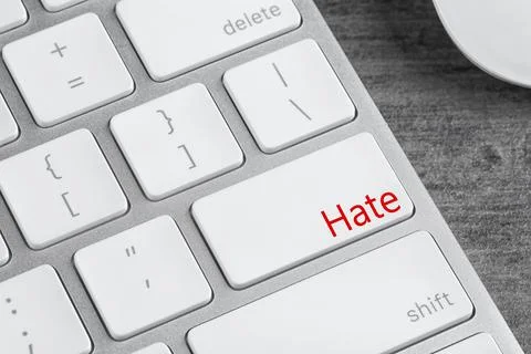 Button with text Hate on computer keyboard, closeup Stock Photos