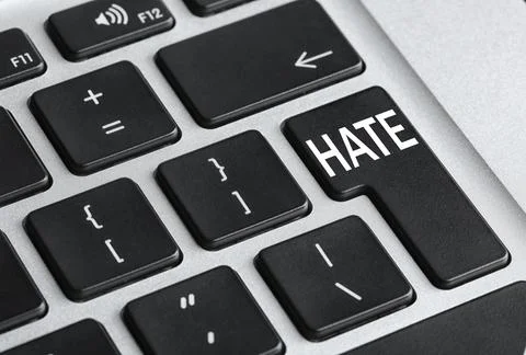 Button with text Hate on computer keyboard, closeup Stock Photos