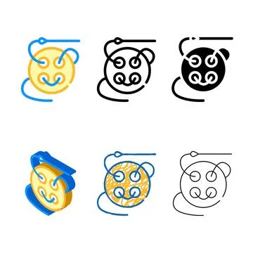 Button with thread and needle color multistyle icon vector 스톡 일러스트