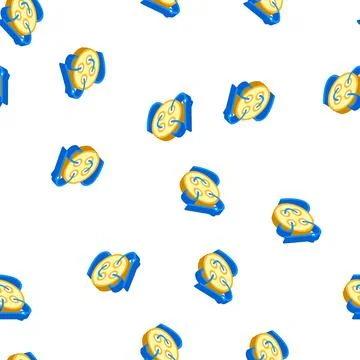 Button with thread and needle isometric icon seamless pattern Stock Illustration