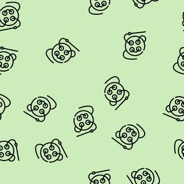 Button with thread and needle line vector seamless pattern Stock Illustration