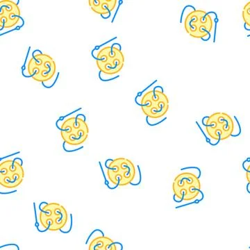 Button with thread and needle vector seamless pattern Stock Illustration