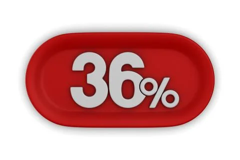 Button with thrity six percent on white background. Isolated 3D illustration Stock Illustration