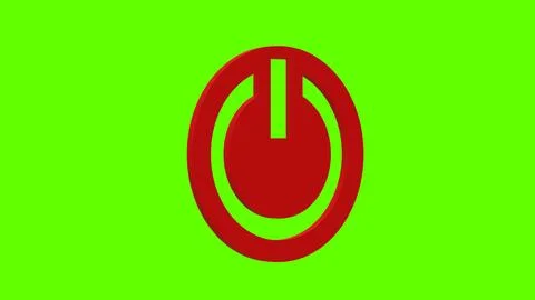 On button turn on function red set icon 3d illustration rotation Stock Illustration