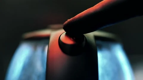 Button for turning on the electric kettle for boiling water. Stock Footage 145435806