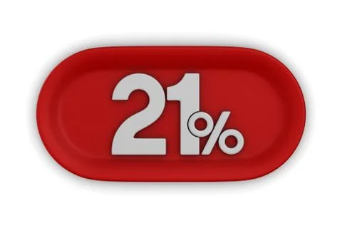 Button with twenty one percent on white background. Isolated 3D illustration Illustrazione stock