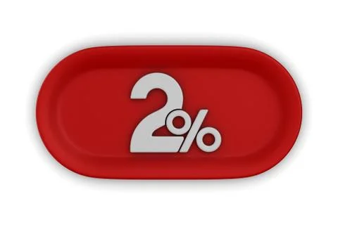 Button with two percent on white background. Isolated 3D illustration Illustrazione stock