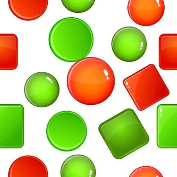 Button types pattern, cartoon style Stock Illustration