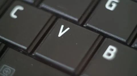 Button V Black PC Keyboard Typing Stock Footage 47309999