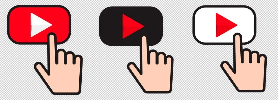 Button video player with finger click button Иллюстрация