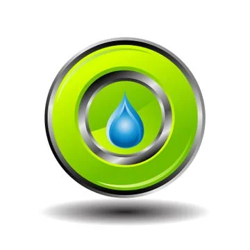 Button with Water Drop Icon sign Stock Illustration